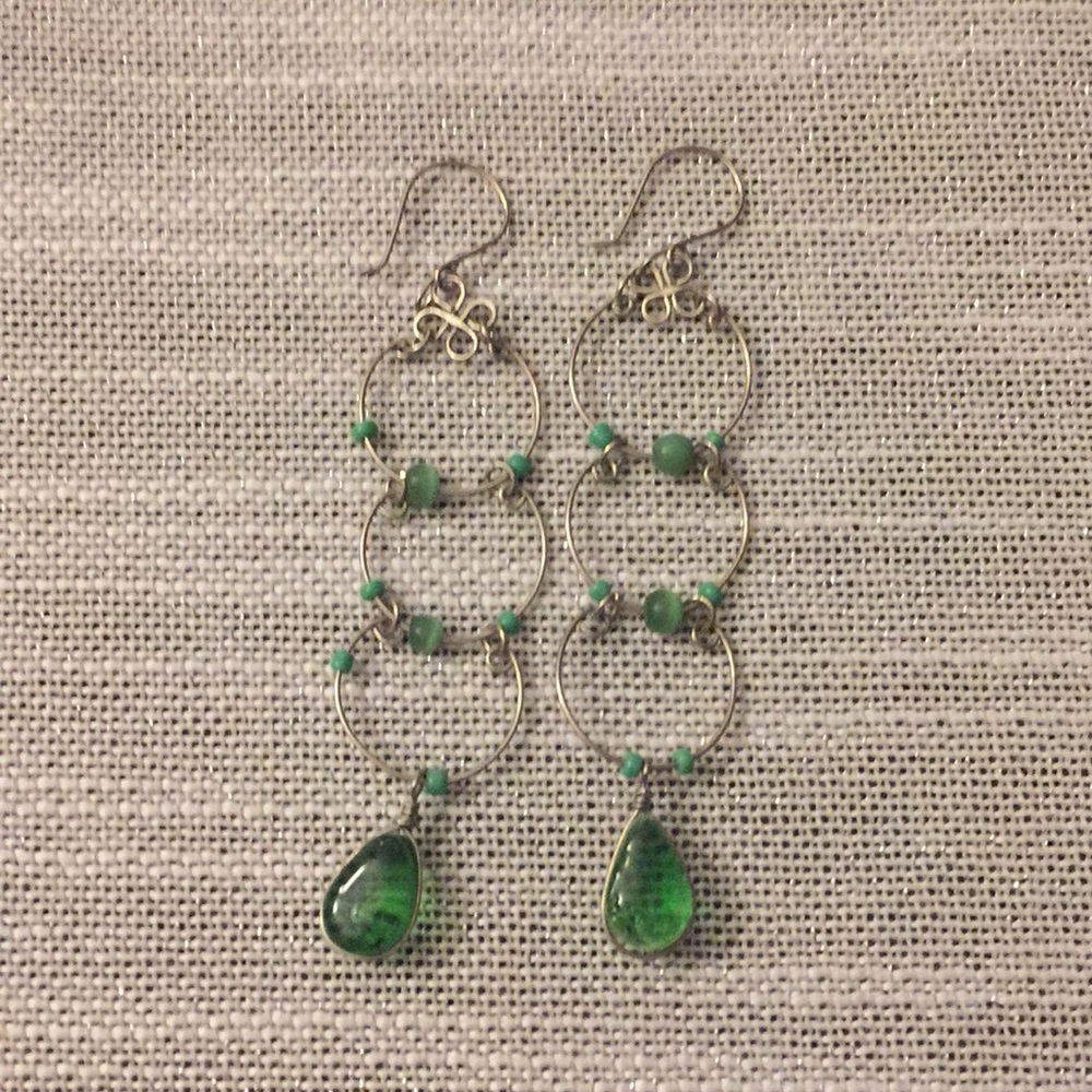 Green dangle earrings